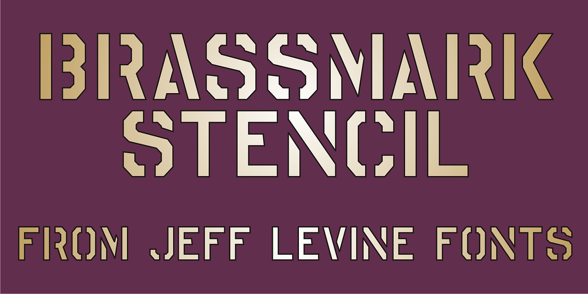 Brassmark Stencil JNL, a Sans Serif Font by Jeff Levine Fonts
