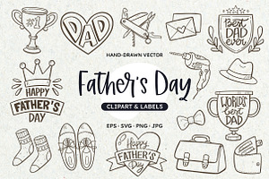 Father's Day Clipart & Labels, an Illustration by insemar