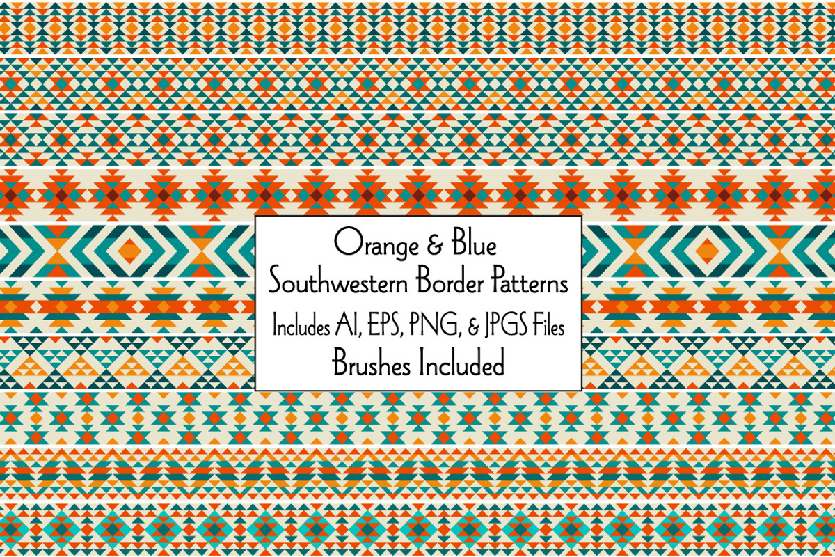 Orange & Blue Southwestern Borders, a Brush Add-On by Melissa Held Designs (Photo 1 of 3)