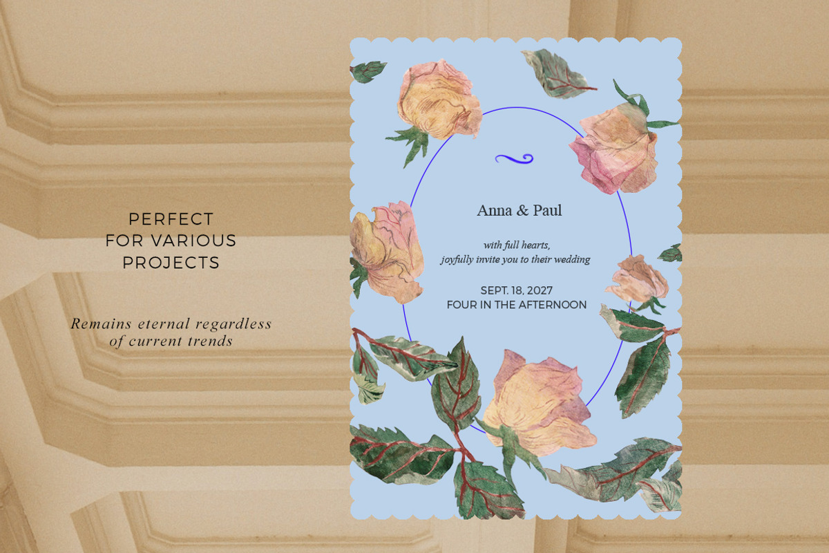 Faded Roses Watercolor, an Object Illustration by Volga_Store (Photo 7 of 9)