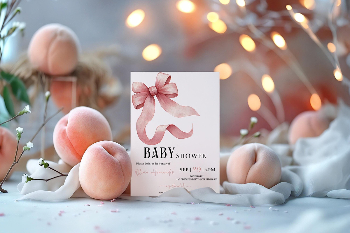 Pink Coquette Baby Shower Invite, an Invitation Template by LucaTheme (Photo 1 of 5)