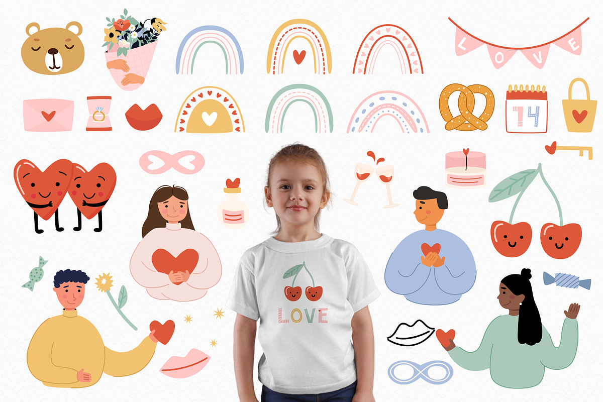 Valentine's Day set, a Person Illustration by ValeriiaFeeva (Photo 7 of 9)