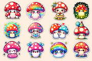 Kawaii Mushroom Stickers Clipart, an Illustration by Dream Creation (Thumbnail 4 of 5)