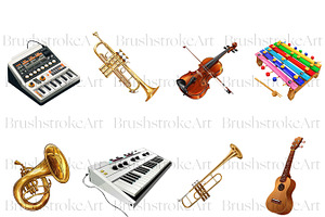 Watercolor Music Instruments Clipart