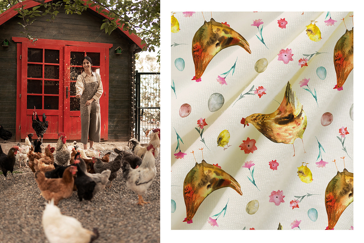Chicken Easter seamless patterns, a Pattern Graphic by Vero Arts (Photo 4 of 12)