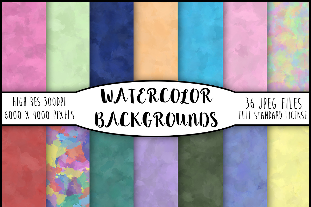 36 Colourful Watercolour Backgrounds, a Texture Graphic by Love Pretty Mockups (Photo 1 of 5)