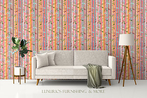 Floral Strips Seamless Pattern