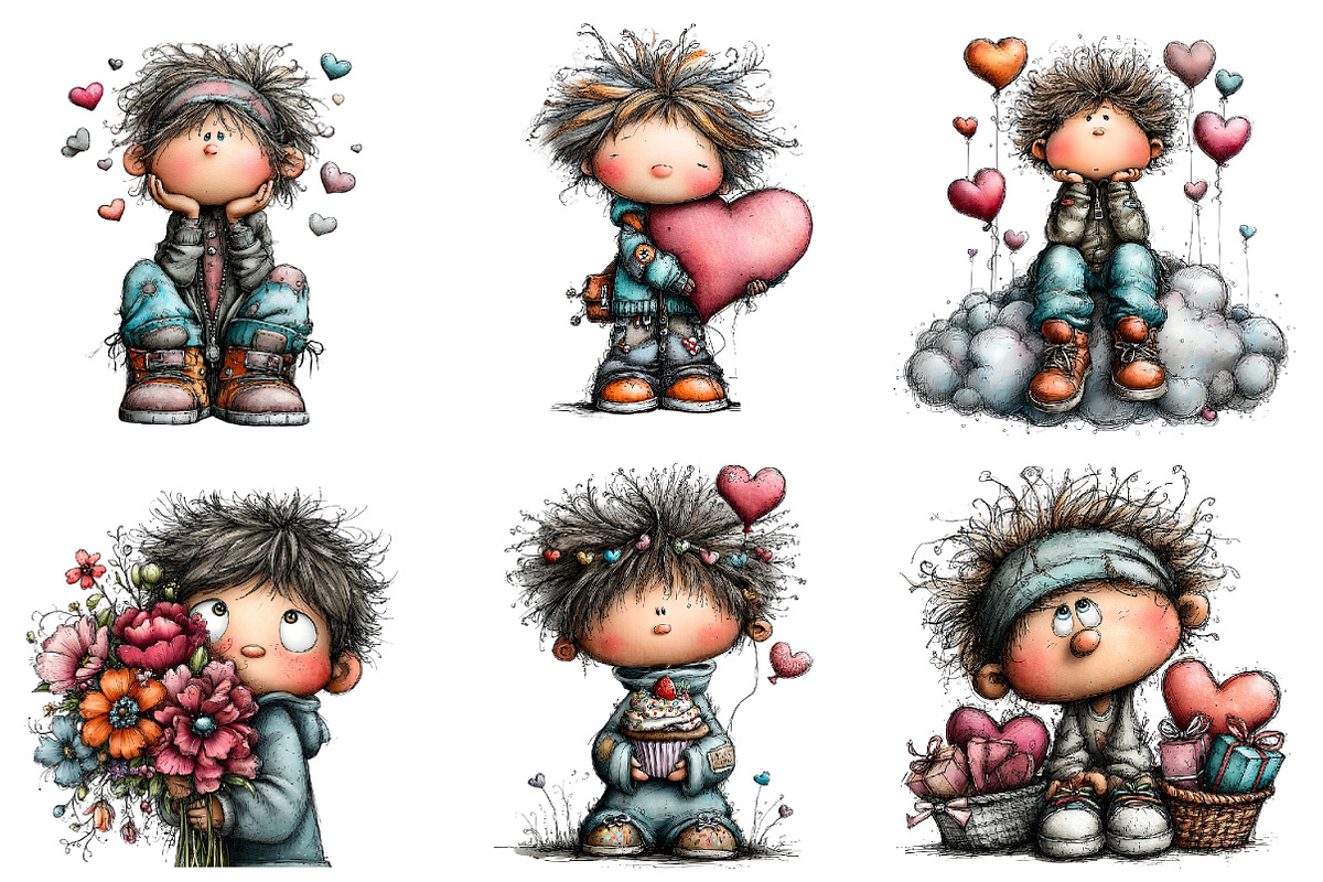Whimsical Valentine Boy Clipart, an Illustration by Dream Creation (Photo 6 of 6)