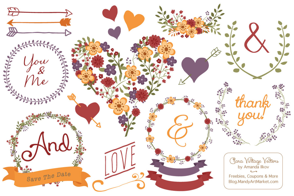 Autumn Floral Heart Clipart & Vector, an Illustration by Amanda Ilkov (Photo 1 of 4)
