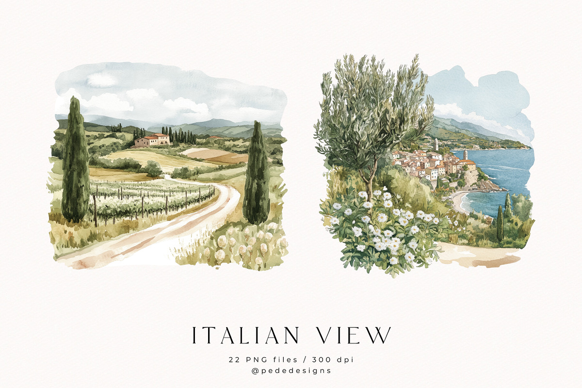 Italian View, a Decorative Illustration by PeDe Designs (Photo 2 of 9)