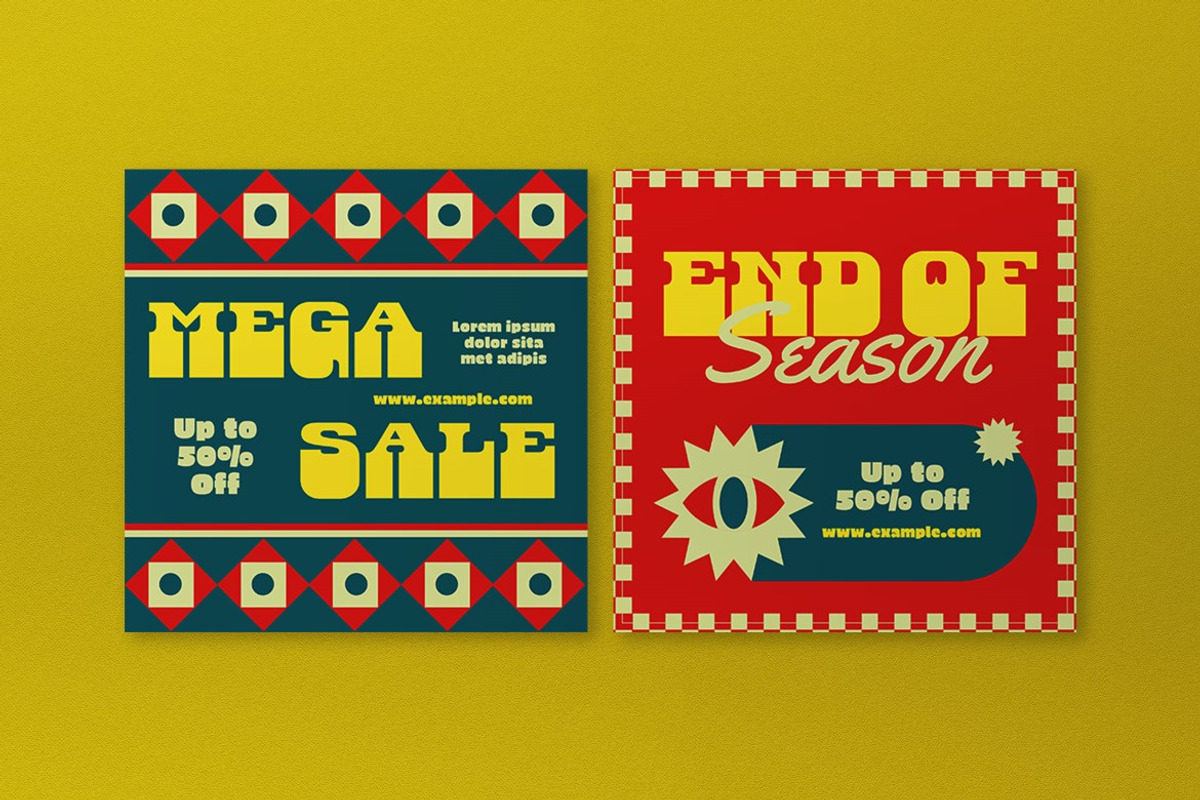 Red Blue Retro Fashion Sale Banner, an UI Kit Template by graphicook (Photo 5 of 6)