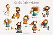 Quirky Girl Clip art, a Person Illustration by PaintPixelCo (Thumbnail 5 of 10)