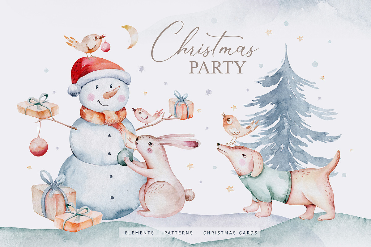 70% off Watercolor Christmas Bundle, an Animal Illustration by Peace ART (Photo 6 of 37)