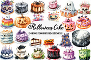 Watercolor Halloween Cake Clipart, an Illustration by Daily.Designs (Thumbnail 1 of 5)