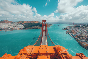 View of the Golden Gate Bridge over, a Photo by Tanuart