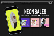Neon Sales Instagram Template | PSD, a Social Media Template by Azruca (Thumbnail 1 of 6)