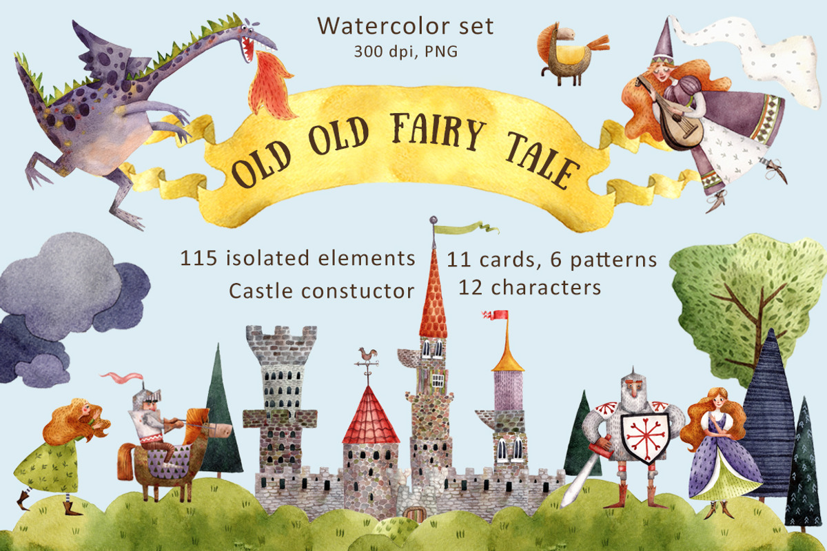 Old Old Fairy Tale - Watercolor Set, an Object Illustration by Mashamashastu (Photo 1 of 12)