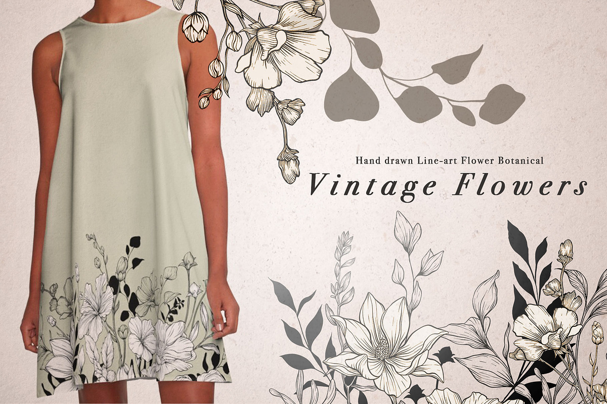 VINTAGE GARDEN FLOWERS, a Decorative Illustration by Papatongartist (Photo 4 of 9)