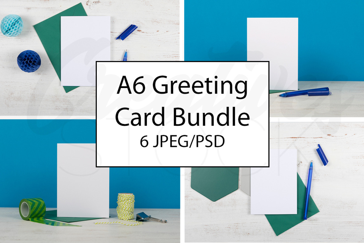 A6 Blue Greeting Card Bundle, a Print Template by Creatives STOCK (Photo 1 of 7)