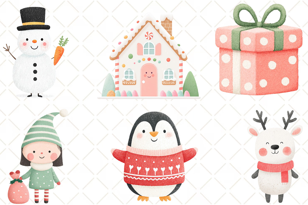 Cute Christmas Clipart, an Illustration by Black Bird Studio (Photo 3 of 6)