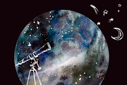 Astronomy, watercolor planets, an Illustration by Bychovsky design (Thumbnail 2 of 5)