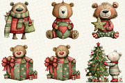 Christmas Teddy Bear Clipart, an Illustration by DreamCafeArt (Thumbnail 6 of 7)