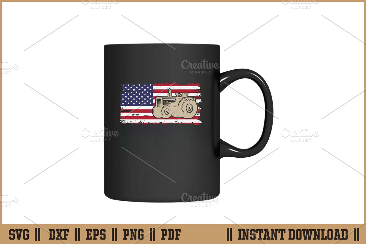 Farm Tractors USA Flag Farmer SVG, a Work Illustration by Handy Arts Studio (Photo 3 of 3)