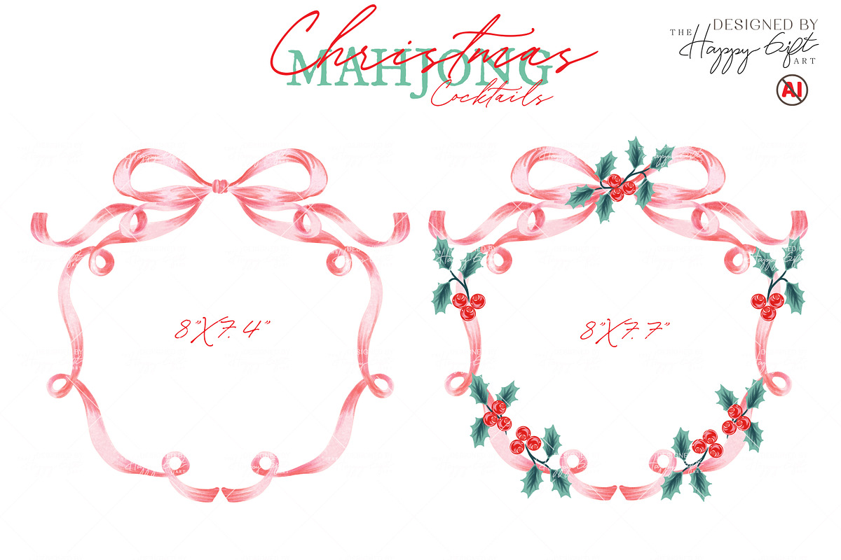Christmas Mahjong Cocktails, a Decorative Illustration by TheHappyGiftArt (Photo 9 of 10)