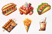 Watercolor Street Food Clipart, an Illustration by CreationArt (Thumbnail 2 of 5)