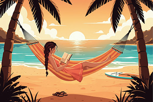 Woman Reading in a Hammock Facing, a Holiday Photo by angellodeco
