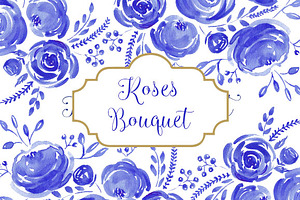 Watercolor Roses Bouquet