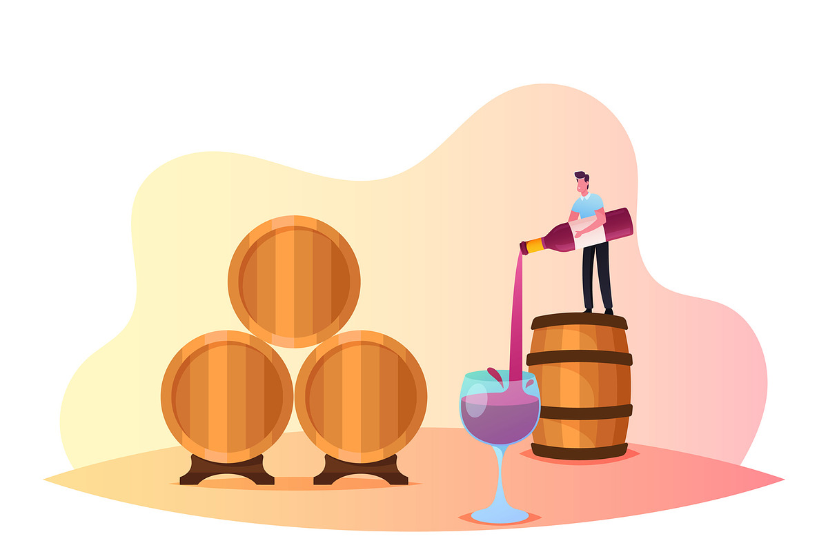 Tiny Male Character Stand on Huge, a Food Illustration by Double Bubble