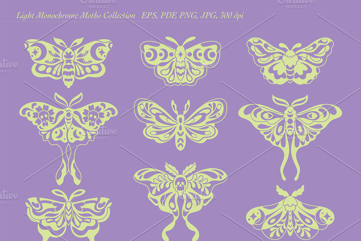 Moonlit Moths - Set and Patterns, a Pattern Graphic by PenguinHouse (Photo 13 of 14)