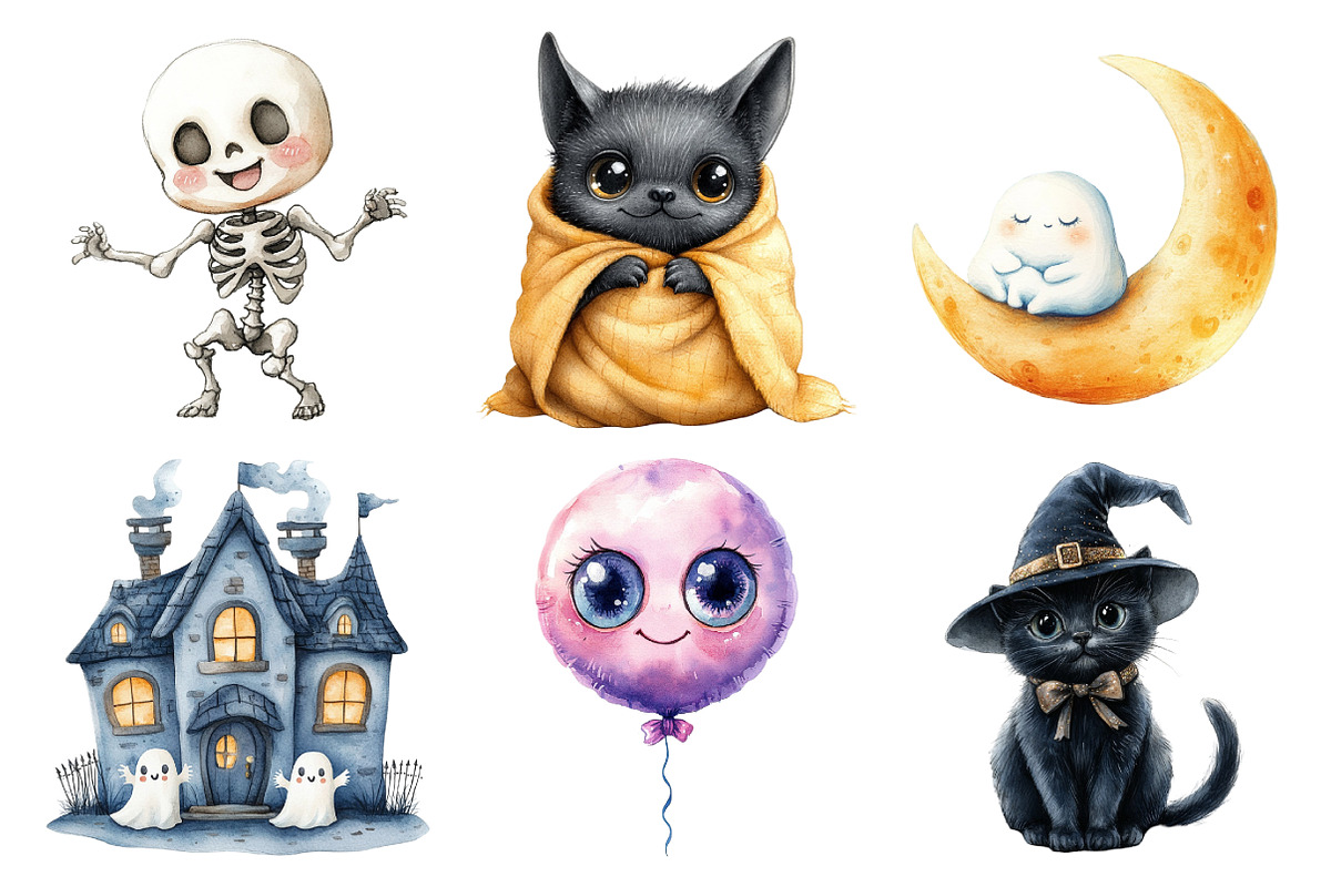 Halloween Kawaii Spooky Clipart, an Illustration by Daily.Designs (Photo 3 of 5)