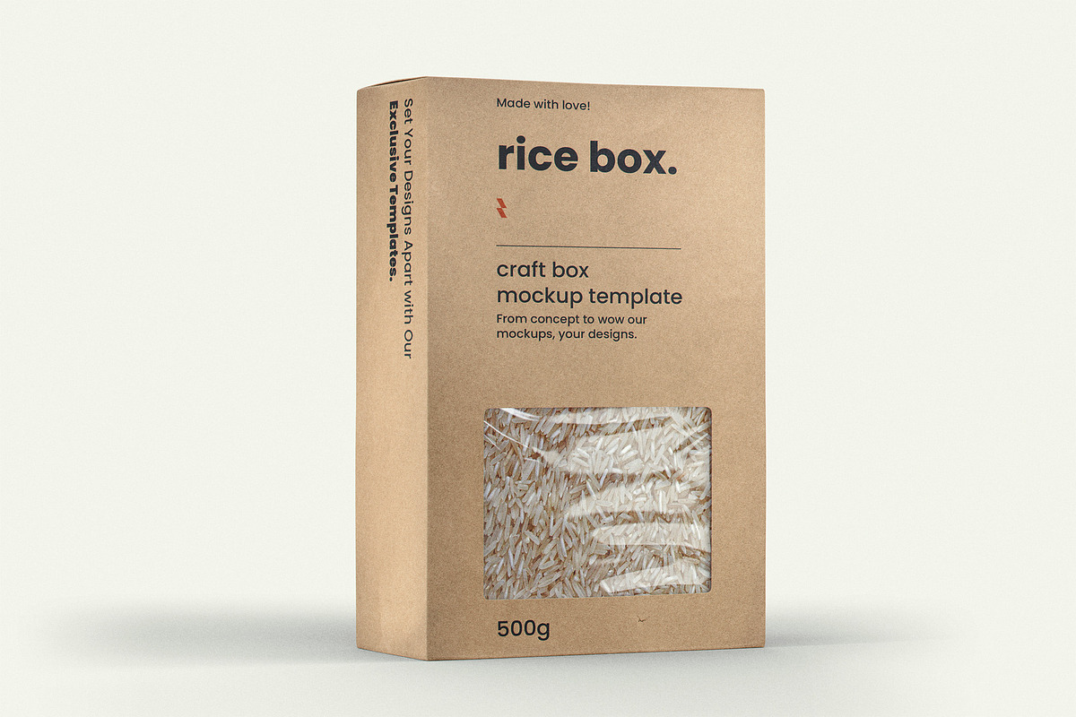 Craft Rice Box Mockup, a Packaging Mockup by Designer Dude