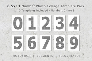 8.5x11 Number Photo Template Pack