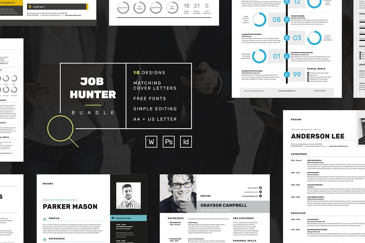 JOB HUNTER - Resume/CV Bundle, a Resume Template by bilmaw creative (Photo 2 of 5)