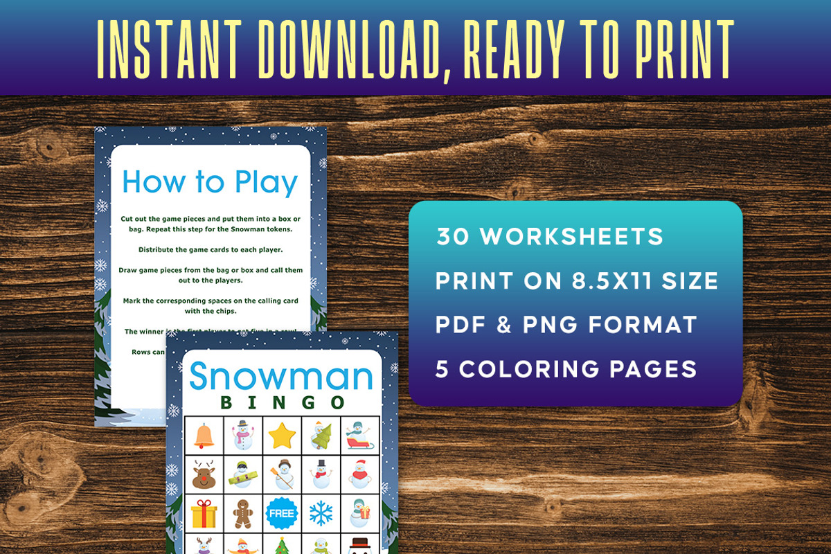Snowman Bingo Game Printable, a Print Template by Graphicsnext (Photo 3 of 4)