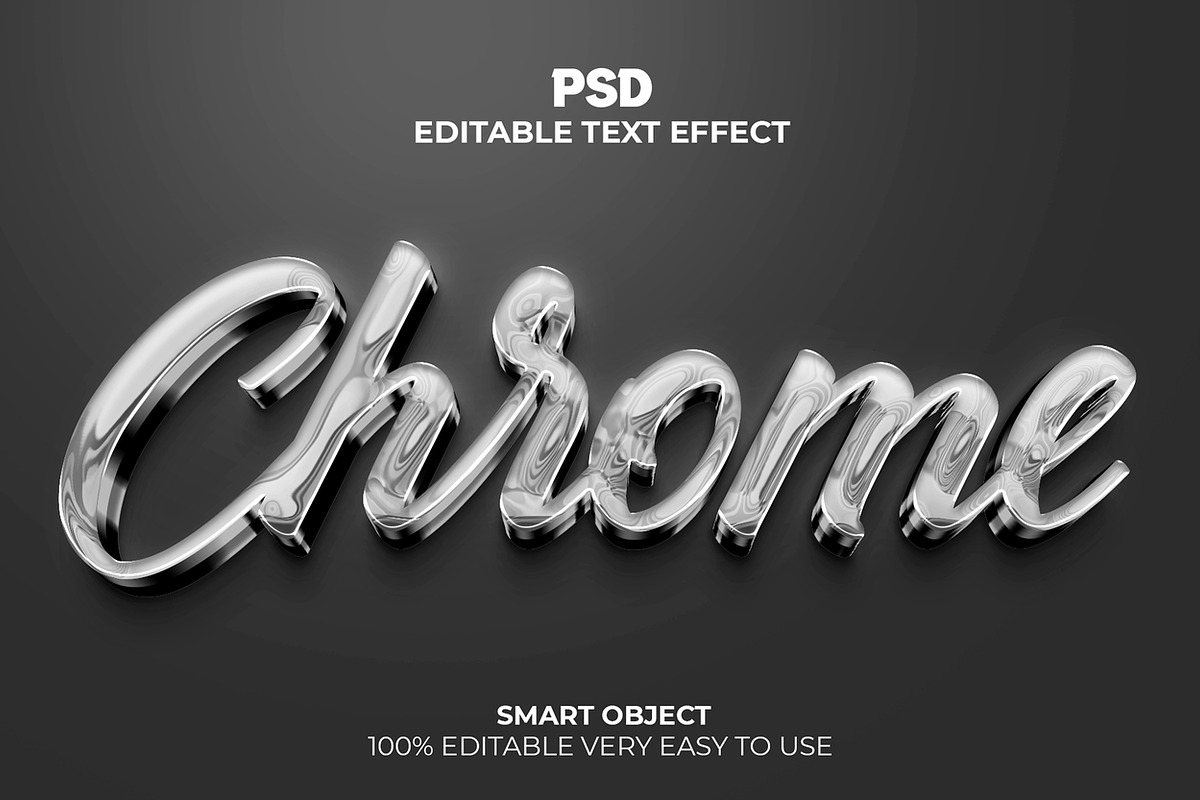 Chrome Metallic 3D Text Effect PSD, a Layer Style Add-On by Design Fly