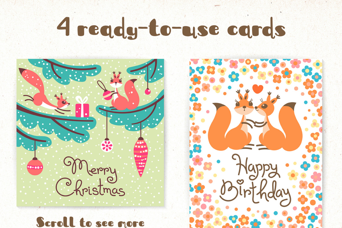 A Scurry of Squirrels - Design Kit, an Animal Illustration by Baksiabat (Photo 9 of 12)