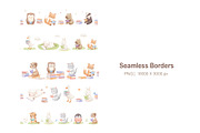 Reading Animals Watercolor Clipart, an Animal Illustration by ElenaPlatovaArt (Thumbnail 14 of 22)