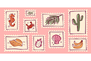 Tropical travel stamp collection, an Illustration by art PVP - market