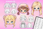 Procreate Chibi Hairstyles brushes, a Brush Add-On by Revabrush (Thumbnail 14 of 16)