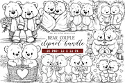 Bear Couple Line Art Clipart, an Illustration by DreamArtGraphic (Thumbnail 1 of 4)