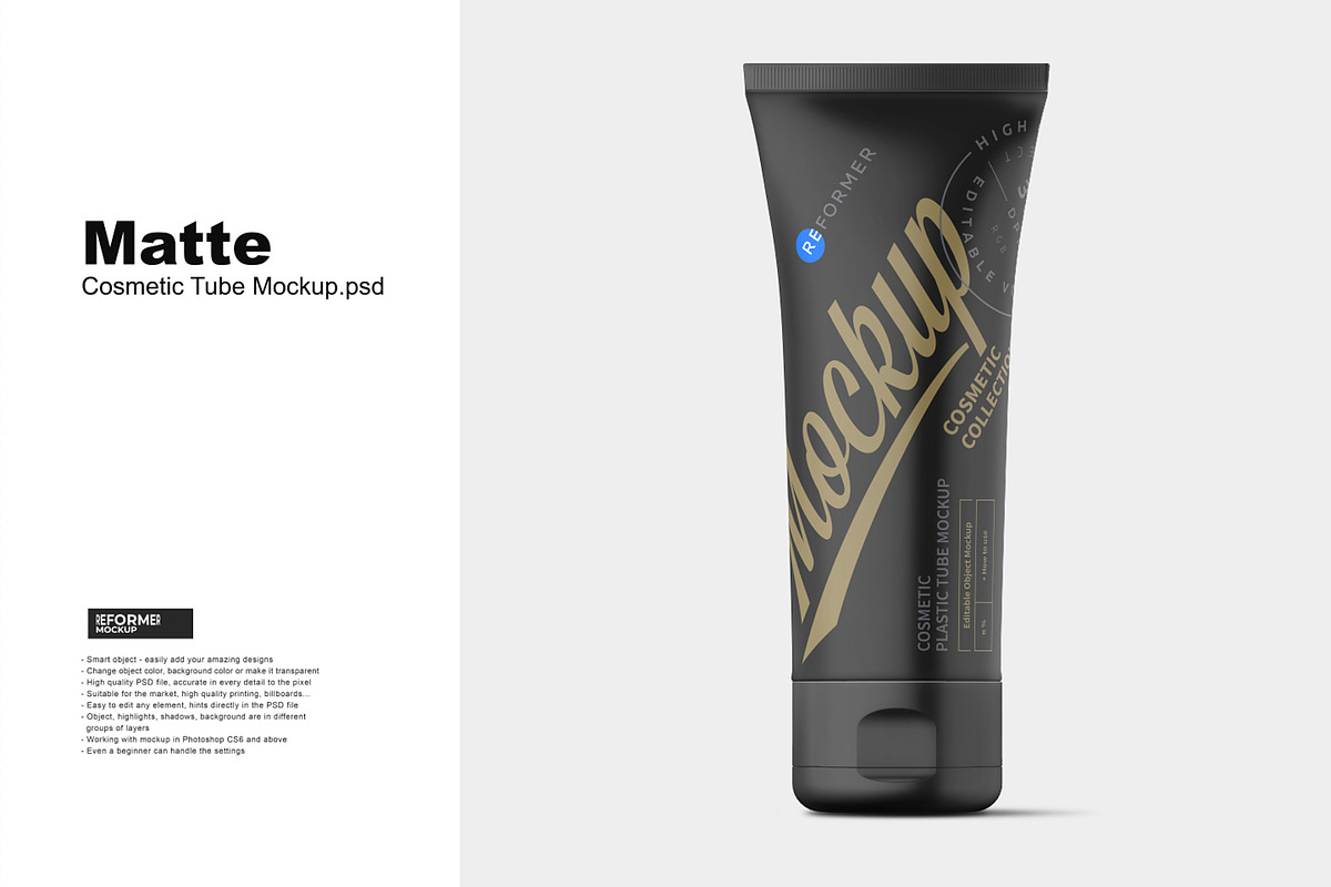 Matte Cosmetic Tube Mockup, a Product Mockup by Reformer Mockup (Photo 2 of 4)