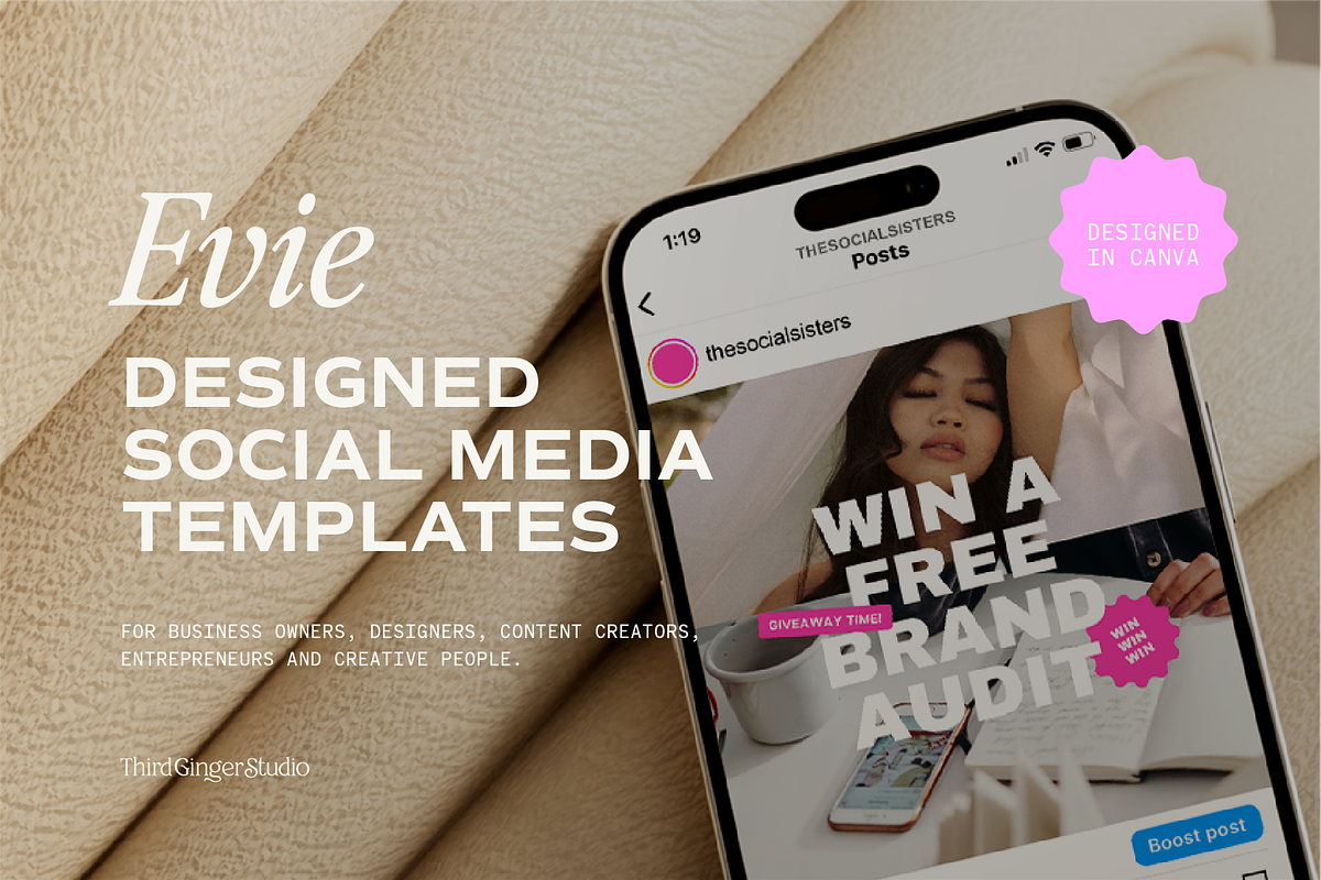 EVIE | Canva Social Media Templates, a Social Media Template by Third Ginger Studio (Photo 1 of 8)