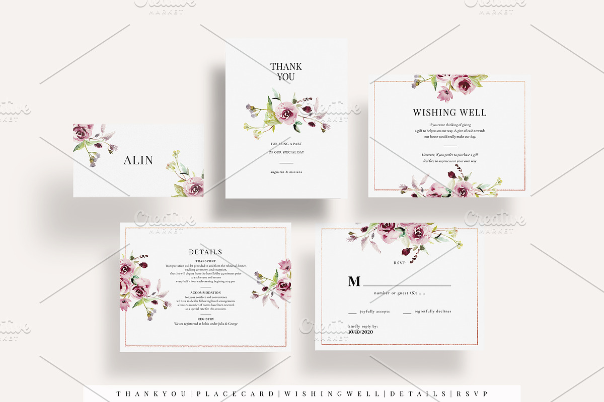 Burgundy Wedding Invitation Suite, an Invitation Template by Azka Creative (Photo 3 of 4)