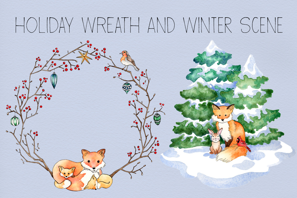 Winter Watercolor Collection, an Animal Illustration by AmberLenaEngle (Photo 3 of 6)