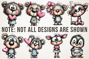 Cute Valentine Companions Watercolor, an Illustration by RobertsArt (Thumbnail 4 of 7)