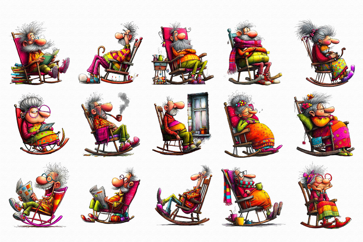 Funny Old people sitting Clipart, an Illustration by Libby Wishes (Photo 2 of 7)